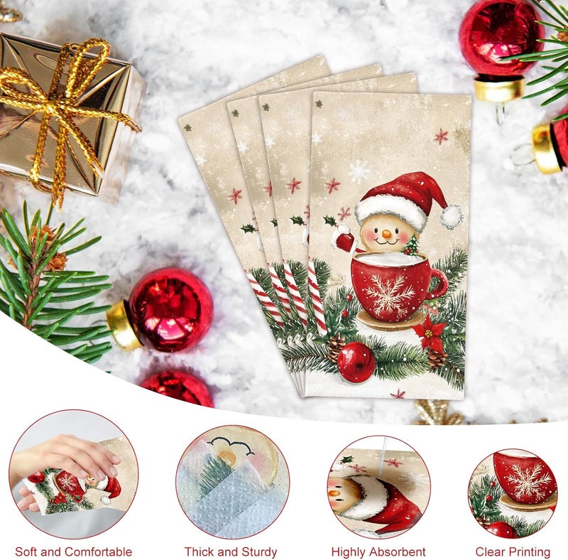 Tbsone Christmas Paper Napkins Disposable: Guest Dinner Hand Towels, Xmas Themed Design for Table Decor, Bathroom, Home, Kitchen, Holiday Cocktail Party (100 Pack) - Image 3